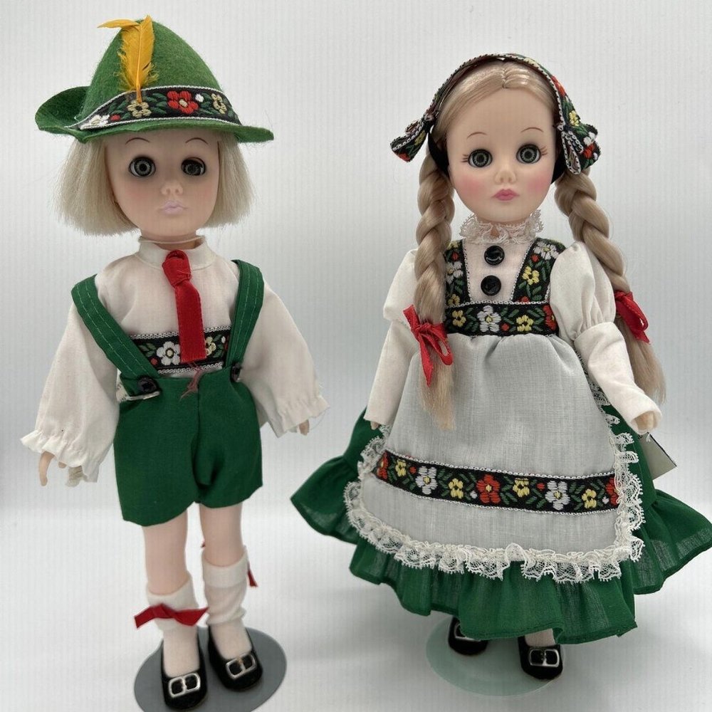 1983 Hansel & Gretal 11" Dolls with Stands, Effanbee 1176
